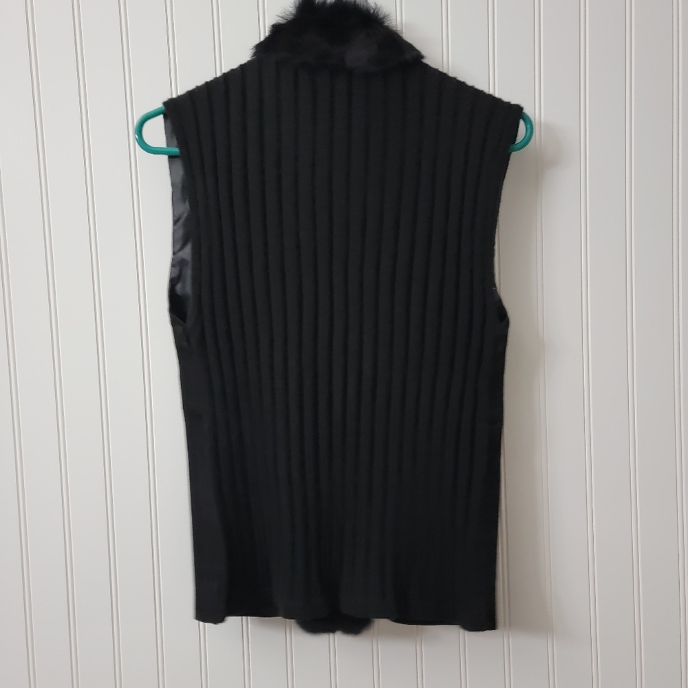 Fredini black leather & rabbit vest size medium - Picture 4 of 5